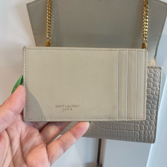 UPTOWN CHAIN WALLET IN CROCODILE-EMBOSSED SHINY LEATHER - Picture 3 of 4